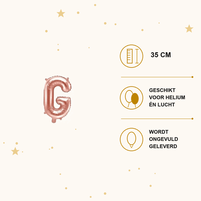 Letter Ballon G Rose Goud - 35 cm - Ballonnenshop.nl