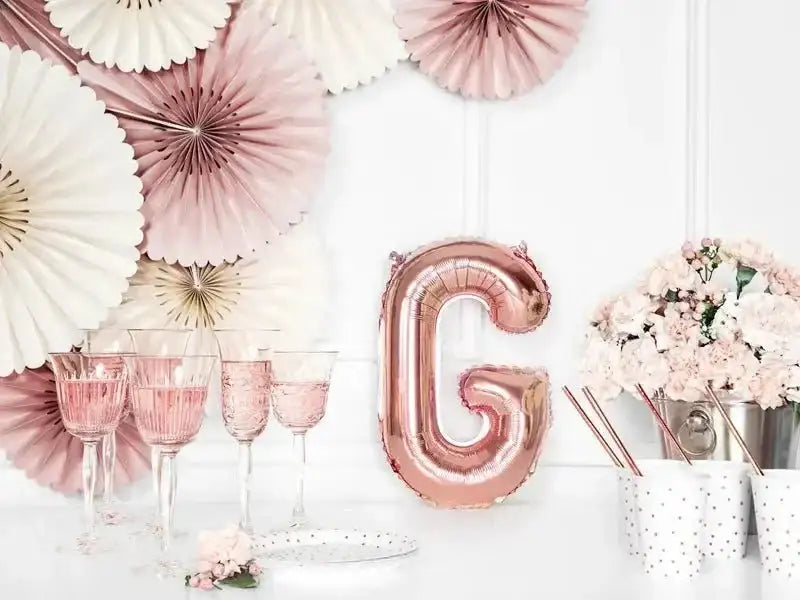 Letter Ballon G Rose Goud - 35 cm - Ballonnenshop.nl