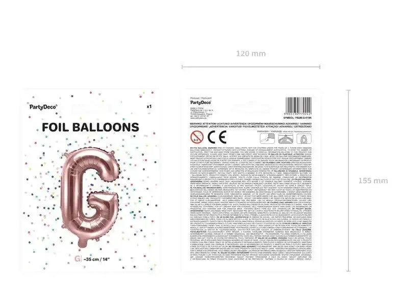 Letter Ballon G Rose Goud - 35 cm - Ballonnenshop.nl