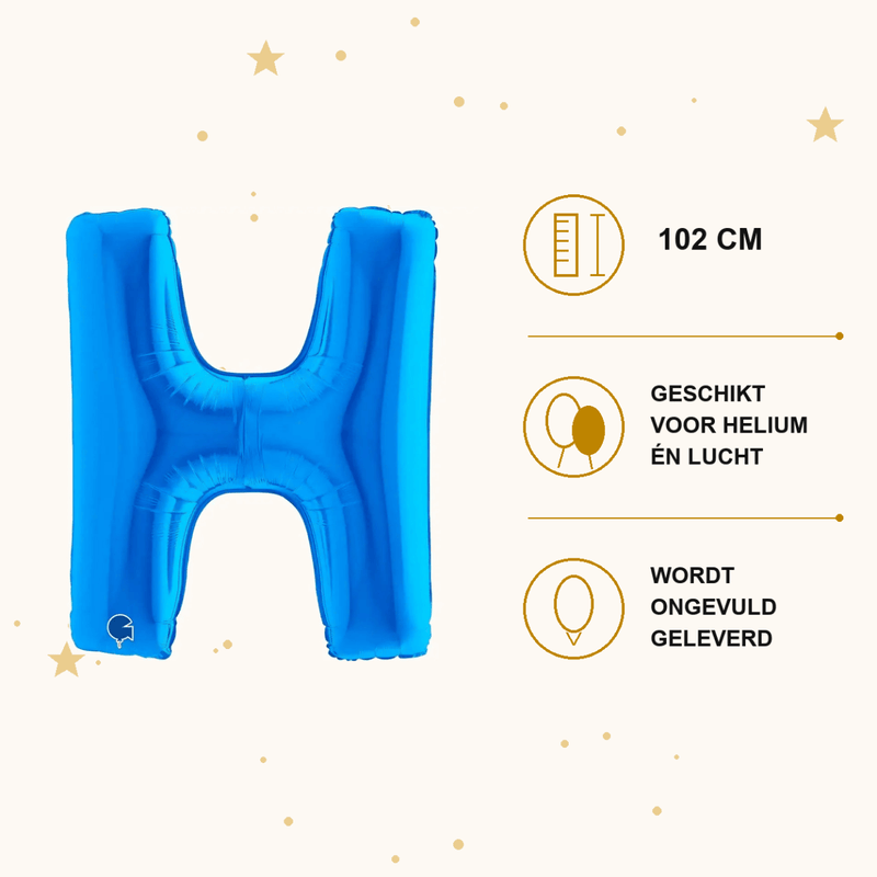 Letter Ballon H Blauw - 102 cm - Ballonnenshop.nl