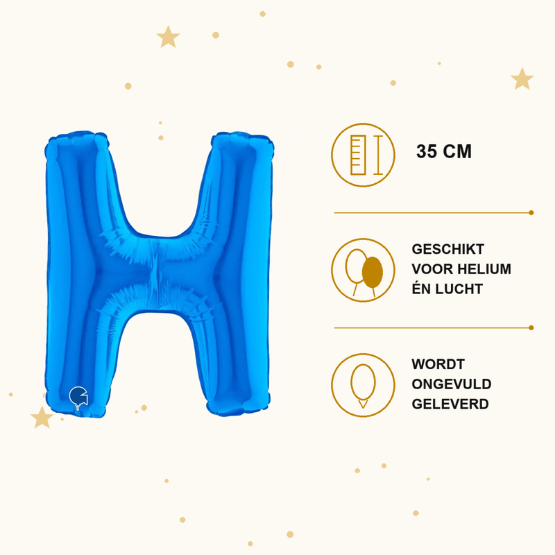 Letter Ballon H Blauw - 35 cm - Ballonnenshop.nl