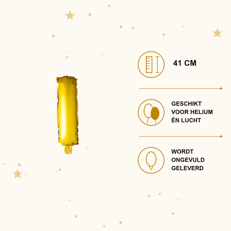 Letter Ballon I Goud - 41 cm - Ballonnenshop.nl
