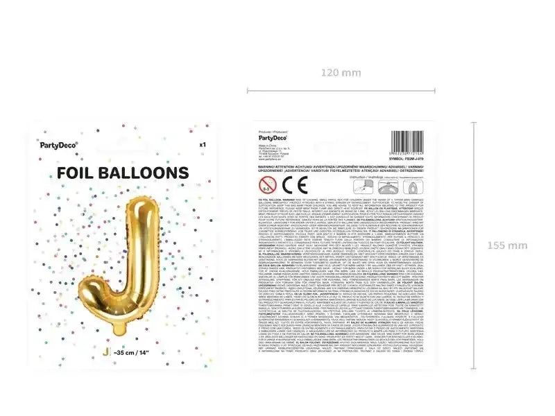 Letter Ballon J Goud - 35 cm - Ballonnenshop.nl