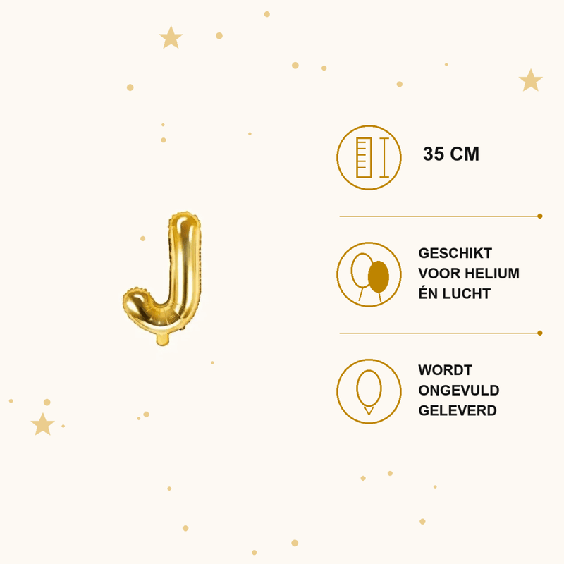 Letter Ballon J Goud - 35 cm - Ballonnenshop.nl