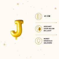 Letter Ballon J Goud - 41 cm - Ballonnenshop.nl
