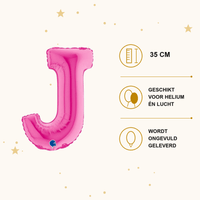 Letter Ballon J Roze - 35 cm - Ballonnenshop.nl