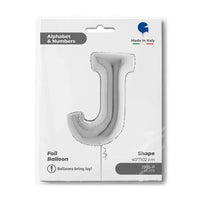 Letter Ballon J Zilver 102 cm - Ballonnenshop.nl