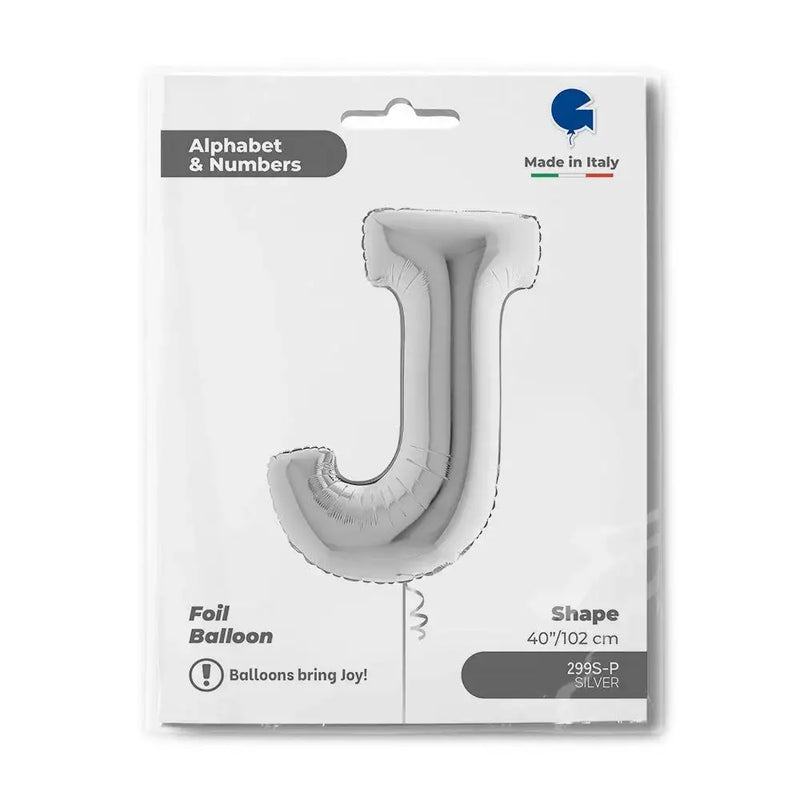 Letter Ballon J Zilver 102 cm - Ballonnenshop.nl