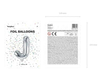 Letter Ballon J Zilver - 35 cm - Ballonnenshop.nl