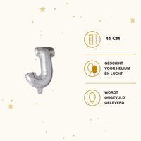 Letter Ballon J Zilver - 41 cm - Ballonnenshop.nl