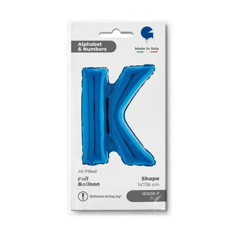 Letter Ballon K Blauw - 35 cm - Ballonnenshop.nl