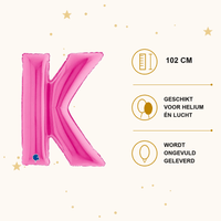 Letter Ballon K Roze - 102 cm - Ballonnenshop.nl