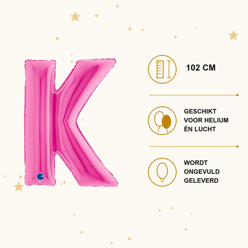 Letter Ballon K Roze - 102 cm - Ballonnenshop.nl