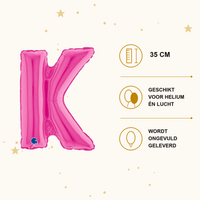 Letter Ballon K Roze - 35 cm - Ballonnenshop.nl
