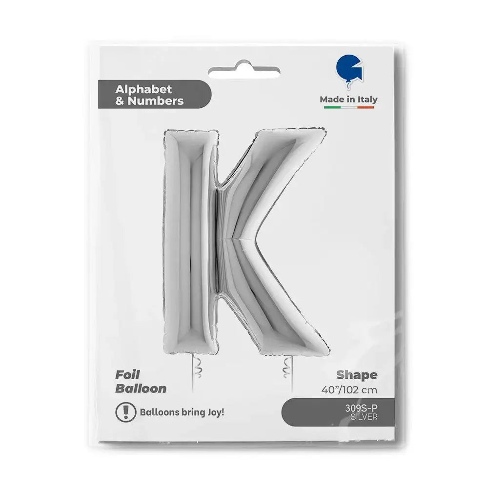 Letter Ballon K Zilver 102 cm - Ballonnenshop.nl