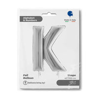 Letter Ballon K Zilver 102 cm - Ballonnenshop.nl