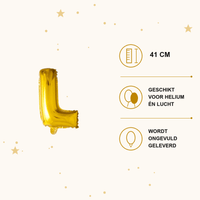 Letter Ballon L Goud - 41 cm - Ballonnenshop.nl