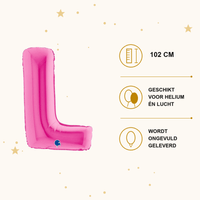 Letter Ballon L Roze - 102 cm - Ballonnenshop.nl