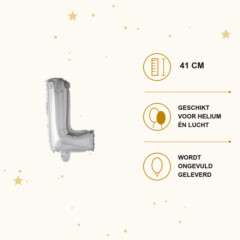 Letter Ballon L Zilver - 41 cm - Ballonnenshop.nl