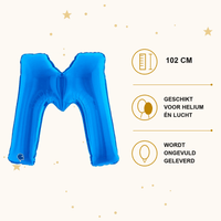 Letter Ballon M Blauw - 102 cm - Ballonnenshop.nl
