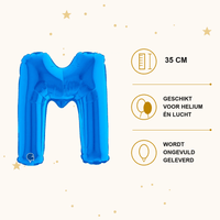 Letter Ballon M Blauw - 35 cm - Ballonnenshop.nl