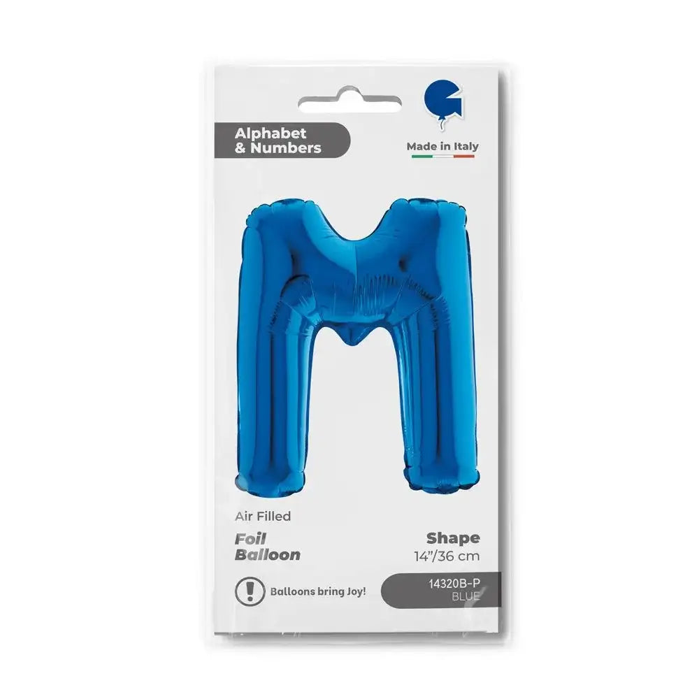 Letter Ballon M Blauw - 35 cm - Ballonnenshop.nl