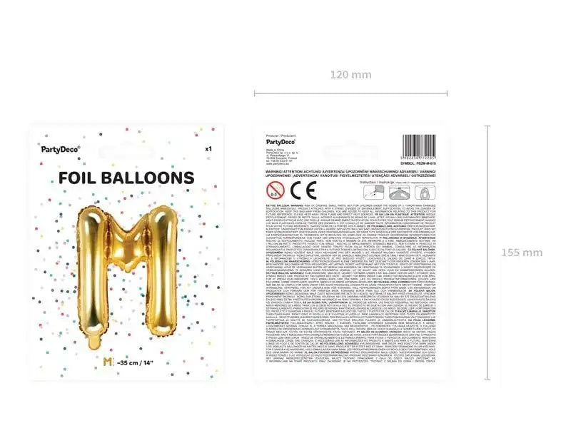 Letter Ballon M Goud - 35 cm - Ballonnenshop.nl