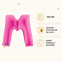 Letter Ballon M Roze - 102 cm - Ballonnenshop.nl