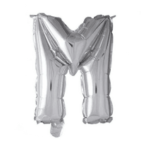 Letter Ballon M Zilver - 41 cm - Ballonnenshop.nl