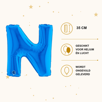Letter Ballon N Blauw - 35 cm - Ballonnenshop.nl