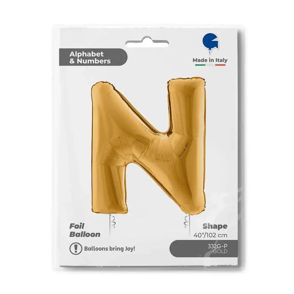 Letter Ballon N Goud 102 cm - Ballonnenshop.nl
