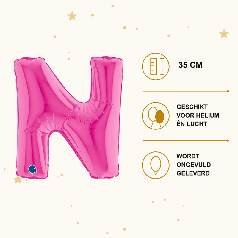 Letter Ballon N Roze - 35 cm - Ballonnenshop.nl