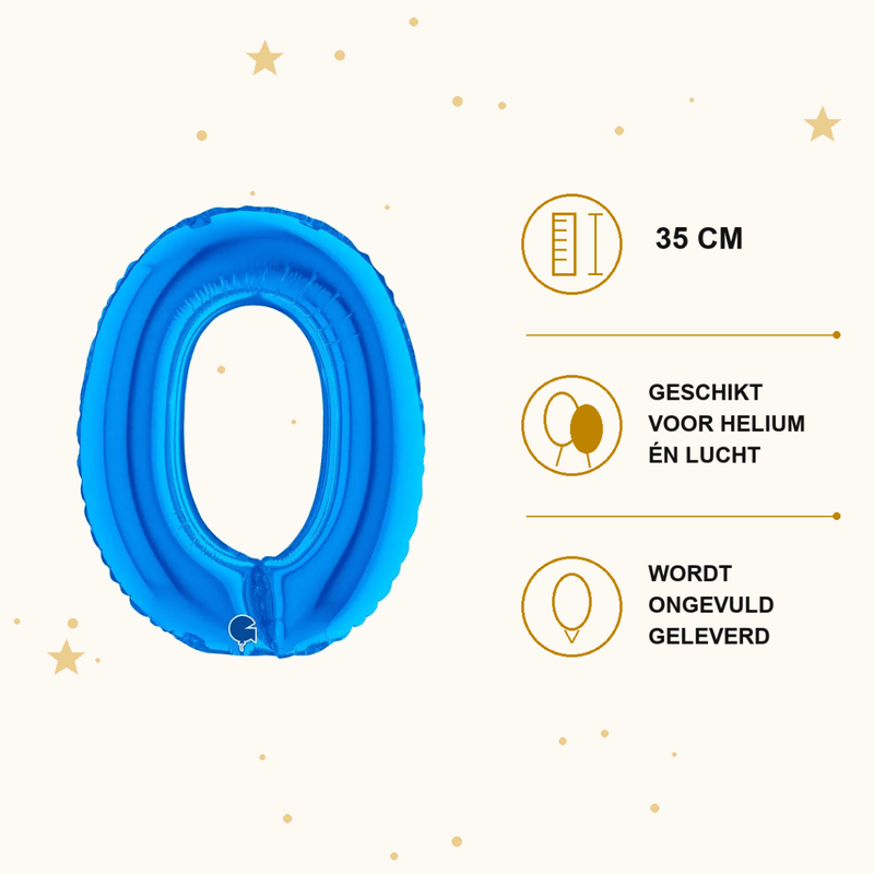 Letter Ballon O Blauw - 35 cm - Ballonnenshop.nl