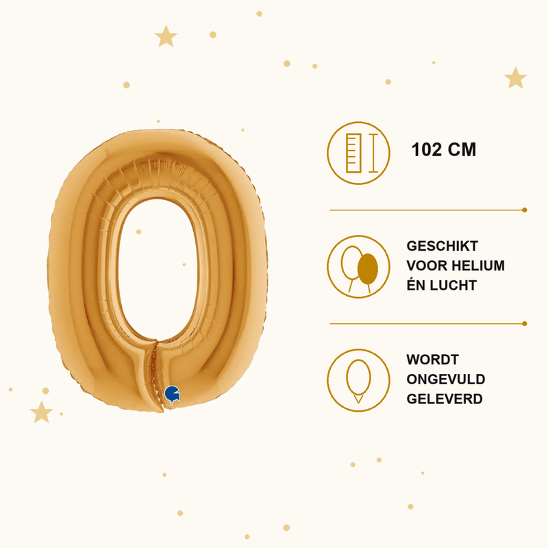 Letter Ballon O Goud 102 cm - Ballonnenshop.nl