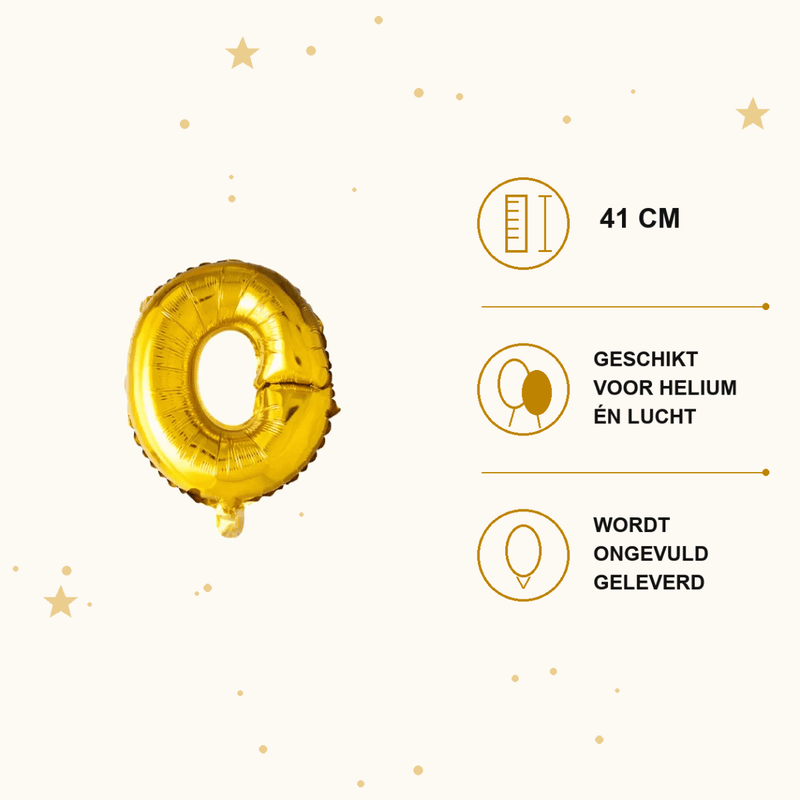 Letter Ballon O Goud - 41 cm - Ballonnenshop.nl