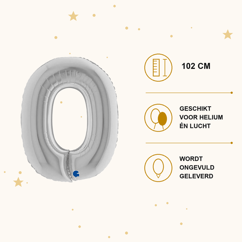 Letter Ballon O Zilver 102 cm - Ballonnenshop.nl