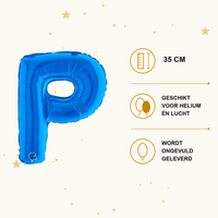 Letter Ballon P Blauw - 35 cm - Ballonnenshop.nl
