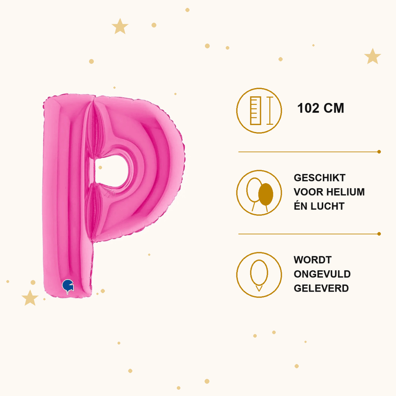 Letter Ballon P Roze - 102 cm - Ballonnenshop.nl