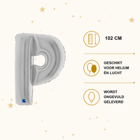 Letter Ballon P Zilver 102 cm - Ballonnenshop.nl