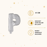 Letter Ballon P Zilver - 41 cm - Ballonnenshop.nl