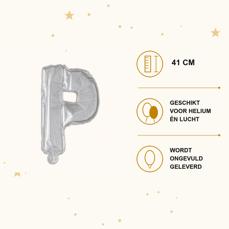 Letter Ballon P Zilver - 41 cm - Ballonnenshop.nl
