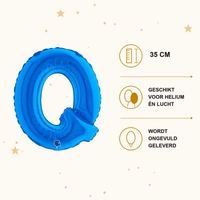 Letter Ballon Q Blauw - 35 cm - Ballonnenshop.nl