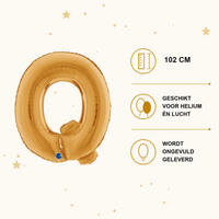 Letter Ballon Q Goud 102 cm - Ballonnenshop.nl