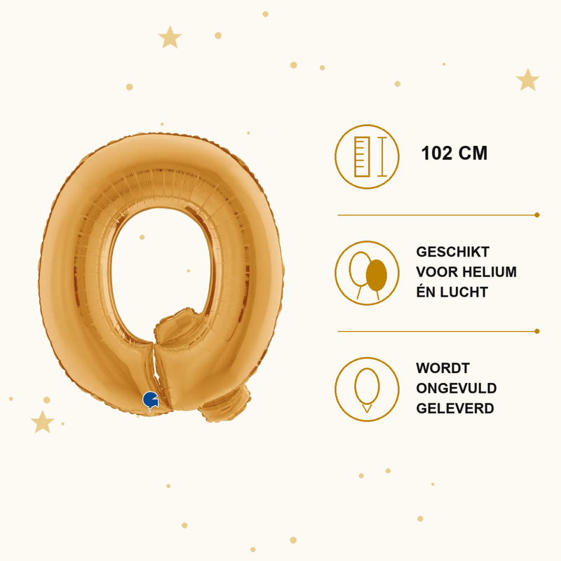 Letter Ballon Q Goud 102 cm - Ballonnenshop.nl