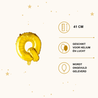 Letter Ballon Q Goud - 41 cm - Ballonnenshop.nl