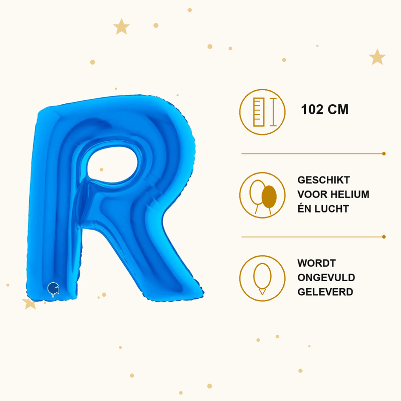 Letter Ballon R Blauw - 102 cm - Ballonnenshop.nl