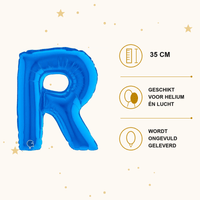 Letter Ballon R Blauw - 35 cm - Ballonnenshop.nl
