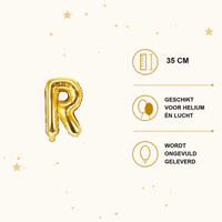 Letter Ballon R Goud - 35 cm - Ballonnenshop.nl