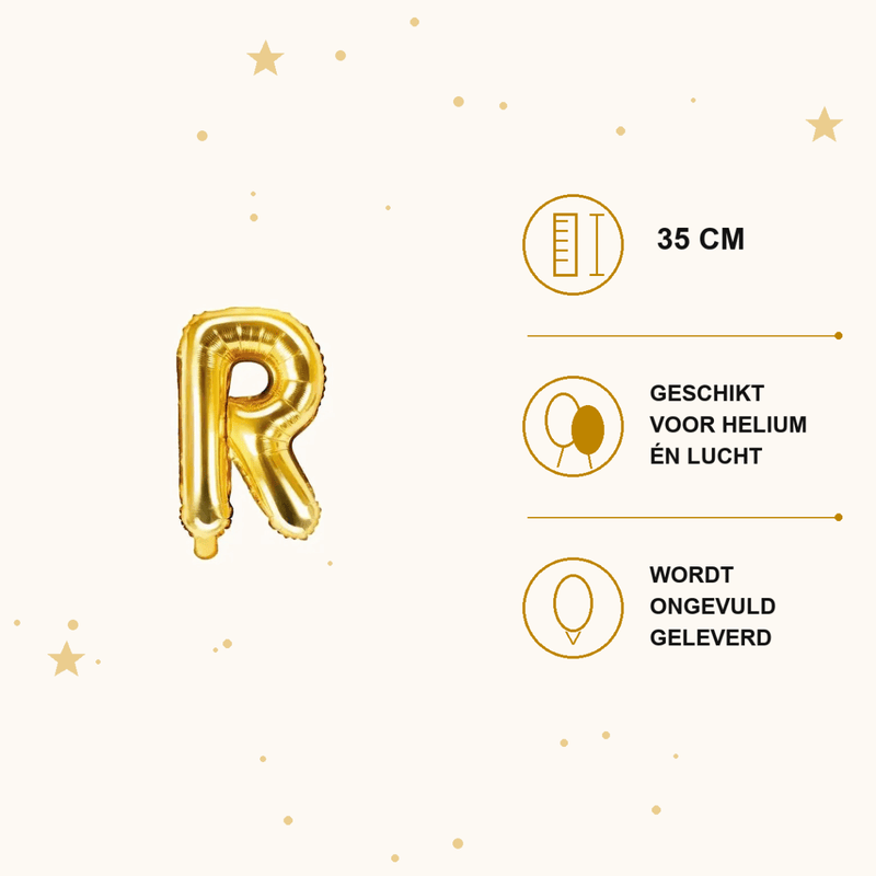 Letter Ballon R Goud - 35 cm - Ballonnenshop.nl