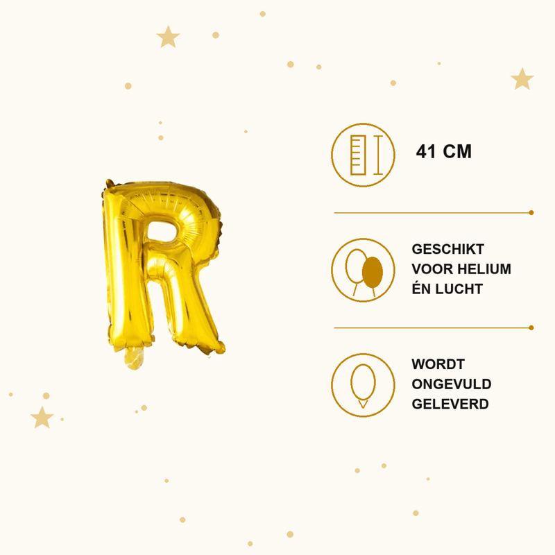 Letter Ballon R Goud - 41 cm - Ballonnenshop.nl
